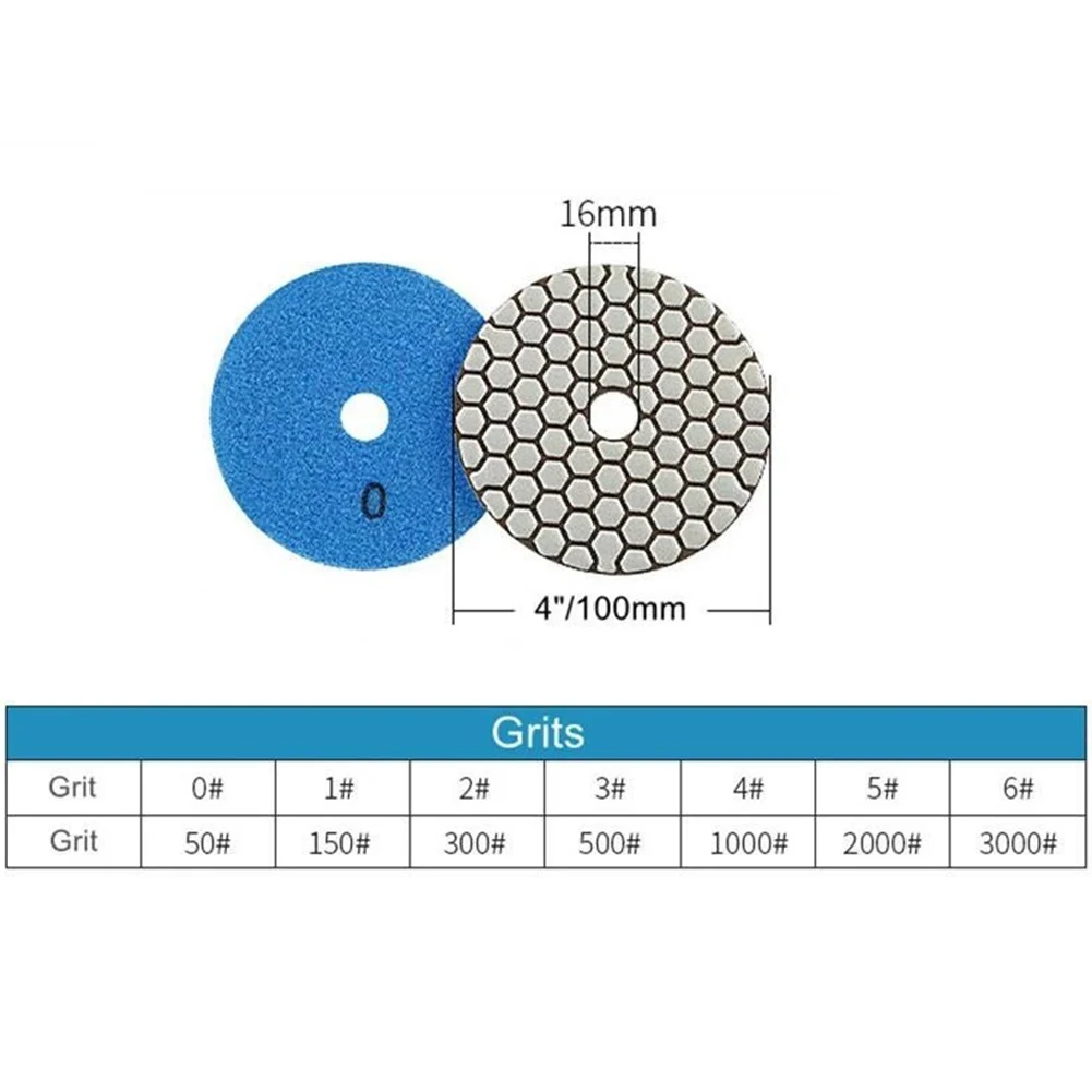 4\\\/100mm Diamond Polishing Pad Dry Use Flexible Sanding Disc Resin Bond For Granite Marble Stone Grinding Abrasiv 7pcs 4 inch diamond wet polishing pad 100mm flexible grinding wheels for granite marble stone white sanding disc