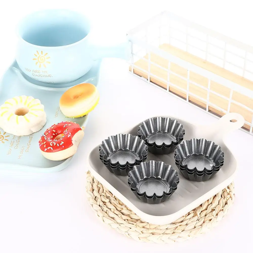 

10pcs Non-stick Cookie Pudding Cake Baking Mould Muffin Cup Tart Mold Carbon Steel