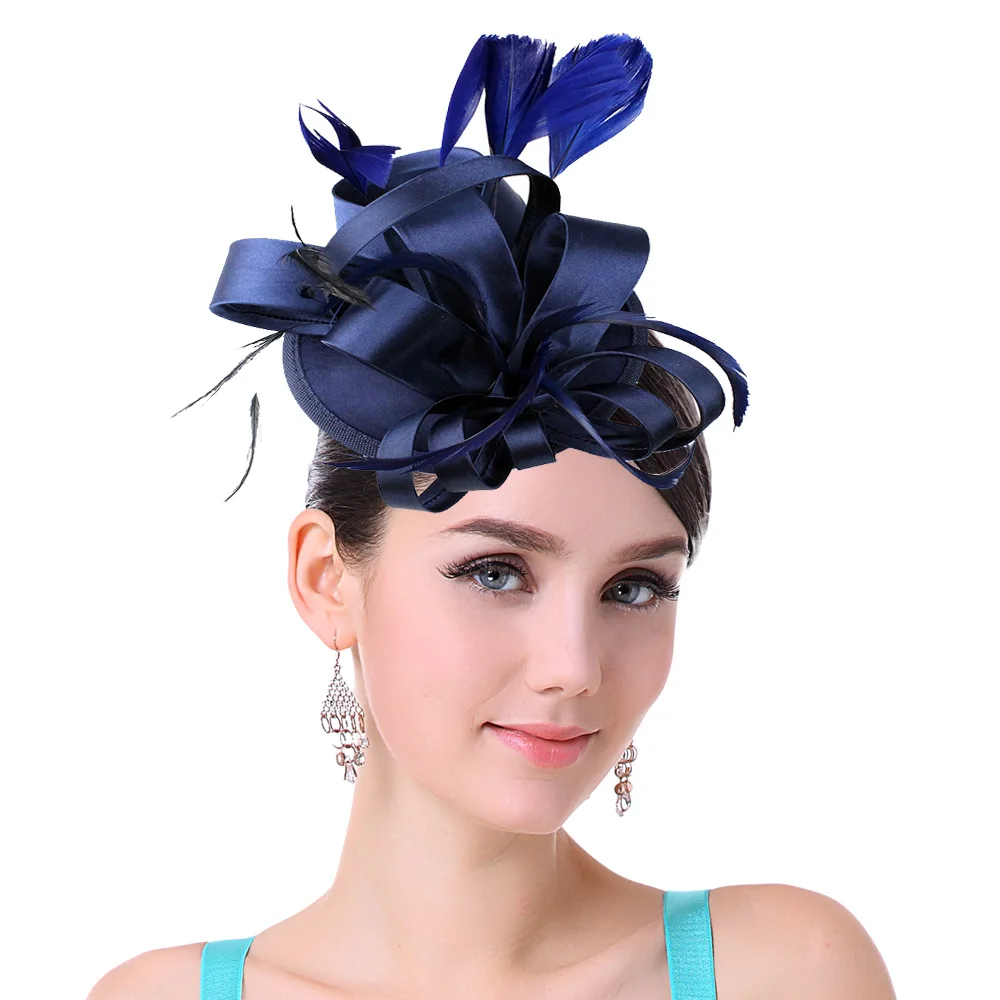 Women Fascinator Hat with Clip, Phillbox Feather Hair Clip Kentucky Derby Cocktail Tea Party Hair Accessories Ladies Headwear 1