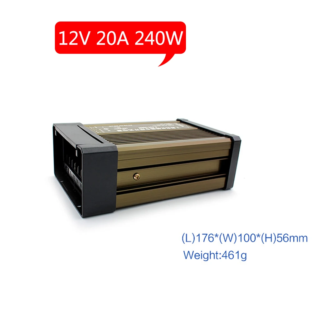 

Rainproof Switching Power Supply AC DC 220V 12V 240W Waterproof Outdoor Lighting Transformer 12 Volt 20A Power Supply Source 12V