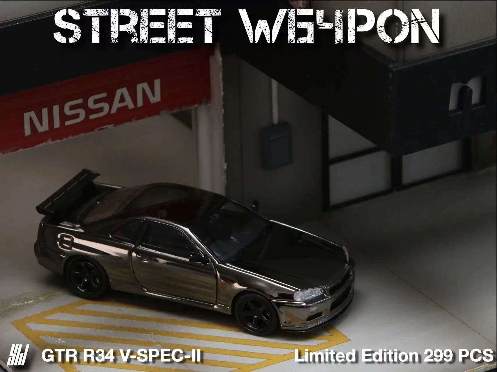 

*PREORDER** Street Weapon SW 1:64 Nissan GTR R34 V-SPEC-II Electroplated limited299 Model Car