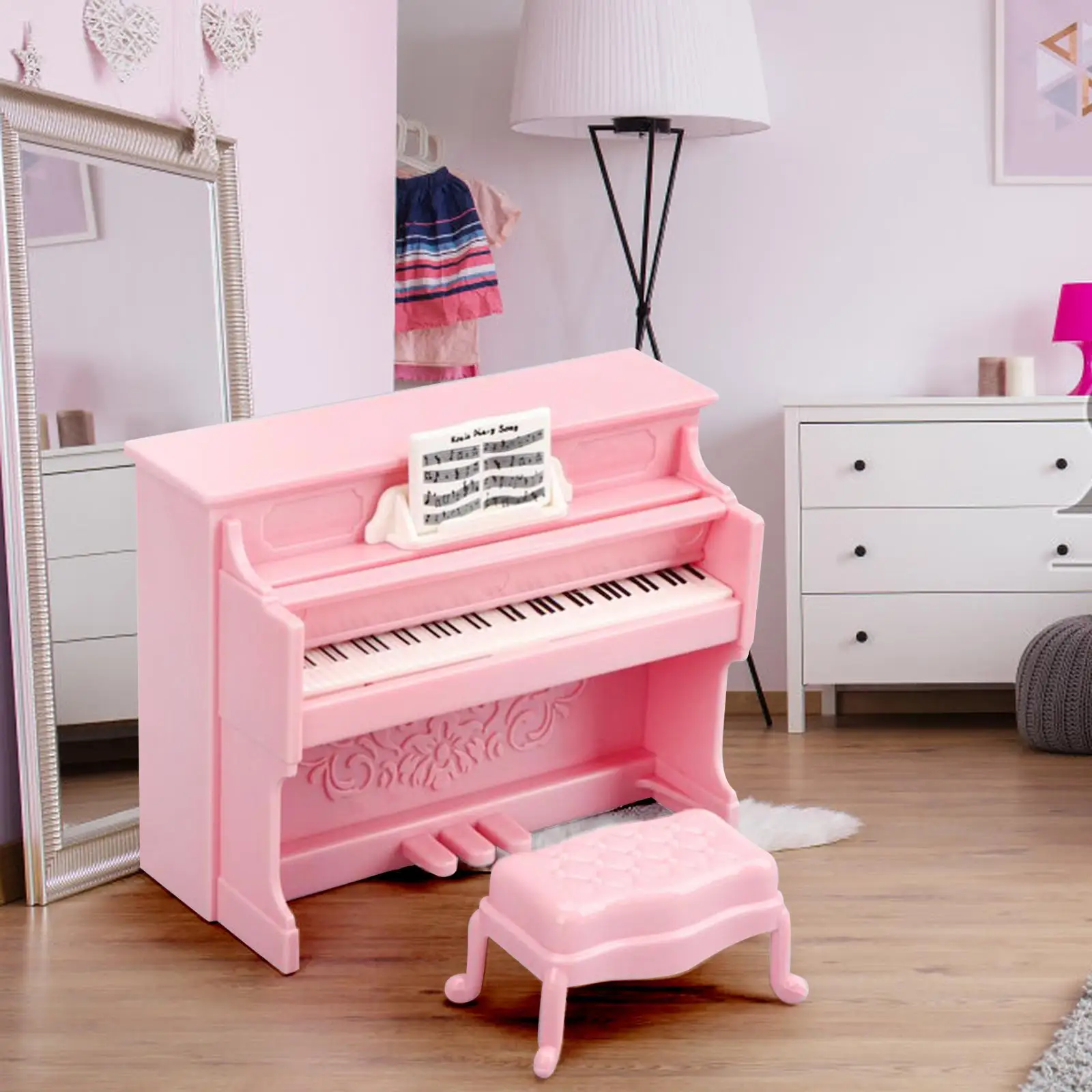 

Miniature Piano with Stool and Book for Gift Landscape Decorations Props