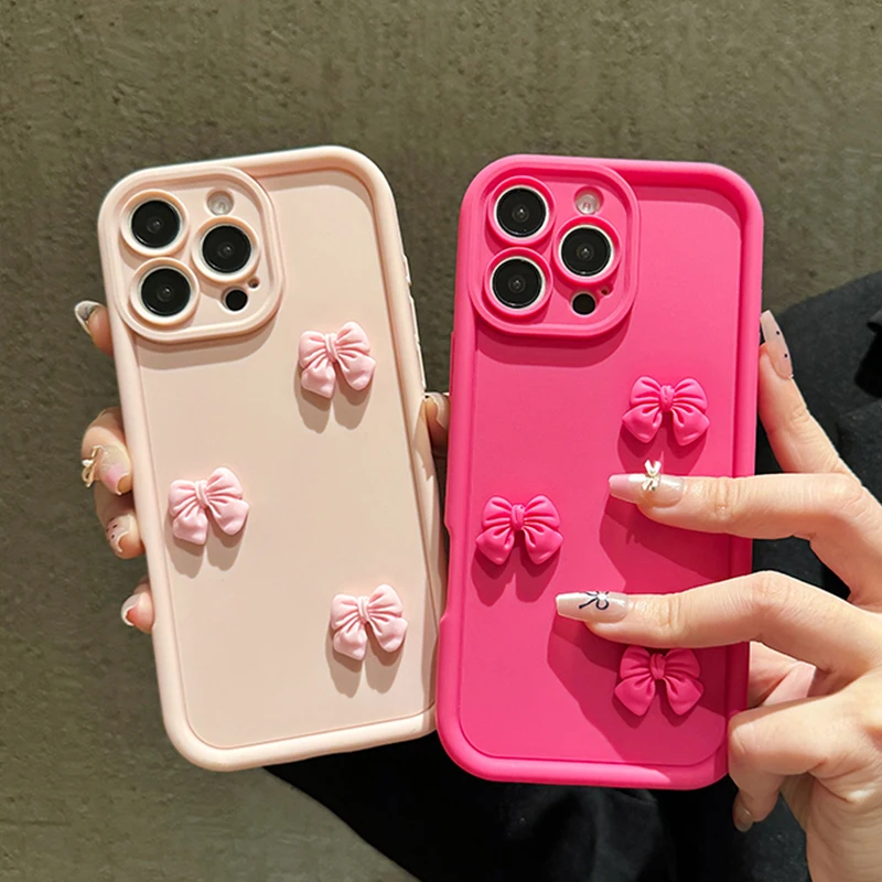 Chic Women's 3D Bow Shockproof Silicone Phone Case