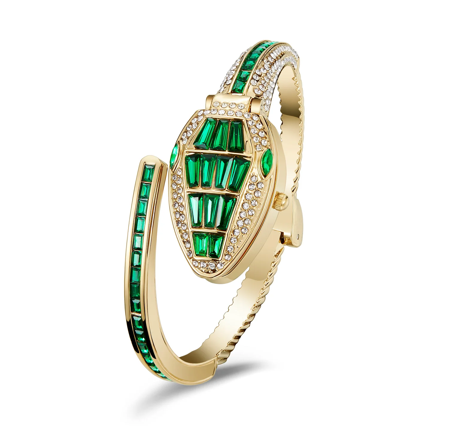 Fashion Classic Luxury Brand Color Gemstone Snake Head Women Clock Bracelet Watch Ladies Bracelet Wrist Watch