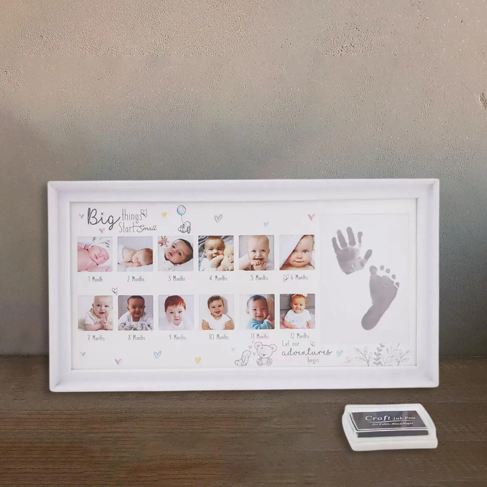 Baby Fotolijst Pasgeboren Diy 0-12 Maand Kids Gift Mijn Eerste Jaar Baby  Shower Fotolijst Met Inkt pad Footprint & Handafdruk - AliExpress