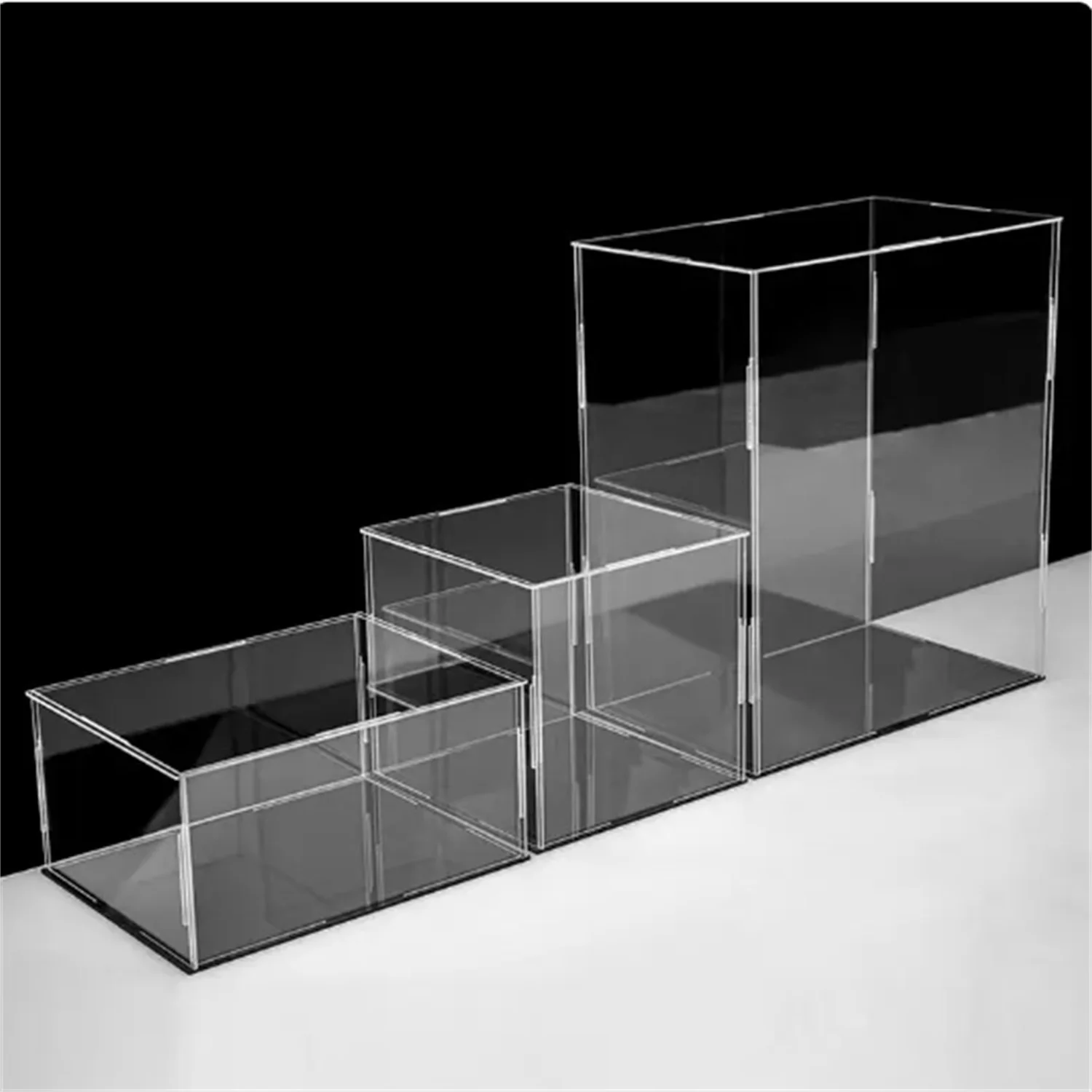 1pcs Acrylic Display Box black base suitable for toy dolls collectibles simple assembly dust-proof storage boxes