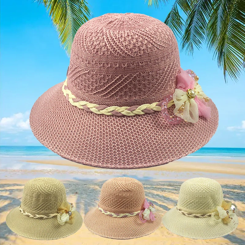 Sun Protection Infant Straw Beach Hat Baby Linen Wide Brim Sun Hat