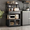 Multifunctional Storage Kitchen CabinetsMulti-layer Kitchen Shelves with Doors Floor Microwave Oven Storage Cabinet Furniture m 3