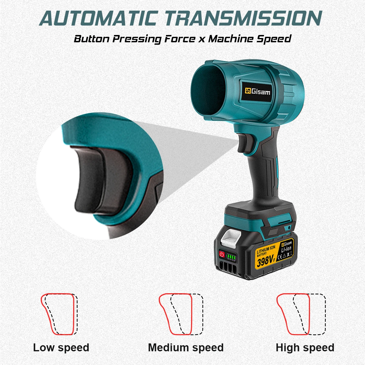Gisam 200m/s Brushless Turbo Jet Fan Electric Air Blower Violent Handheld Duct Fan Turbo Electric Blower for Makita 18V Battery 3