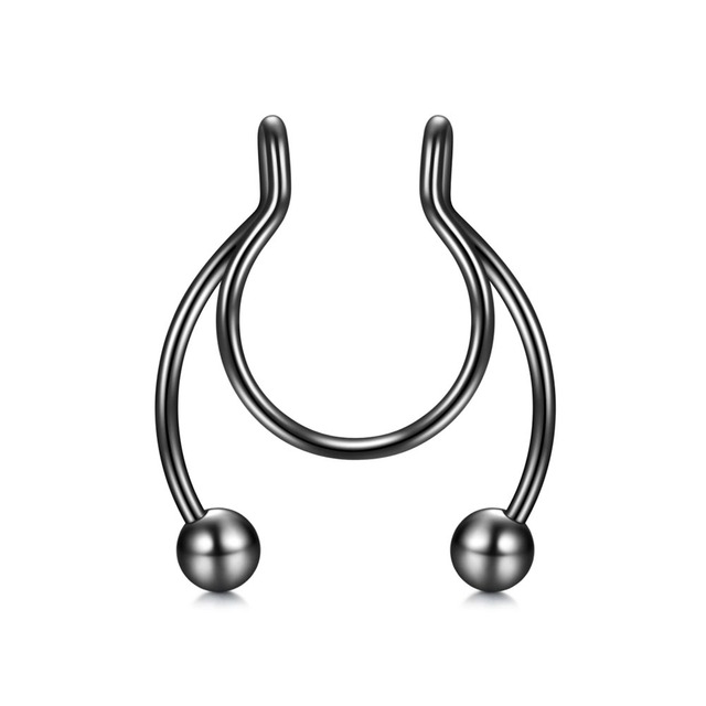 Fake Nose Rings Septum Clip On Piercings Lip Ear Nose Septum Rings Stainless Steel Fake Piercings