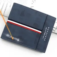 2024 New Short Men Wallets Slim Card Holder Name Print Male Purses Luxury PU Leather Coin Pocket High Quality Small Men's Wallet 1