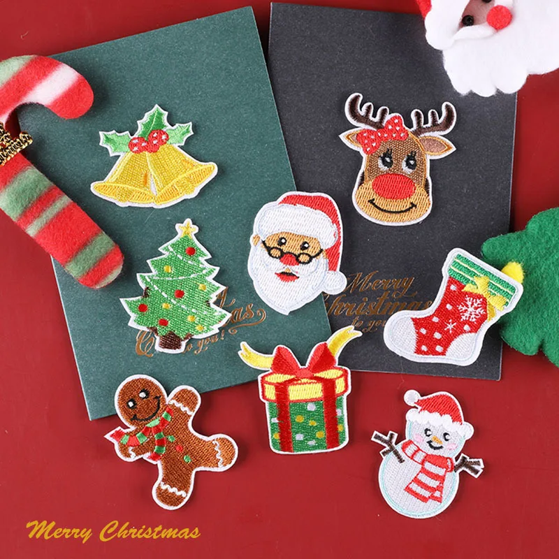 

Embroidered Logo Garment Accessories Badge Cloth Sticker Christmas Santa Patch Sewing Iron-on Transfers for Clothing Bag Shell