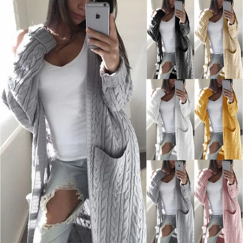 

Fall/Winter 2023 Knitwear Long Double Pocket Full Body Twist Sweater Cardigan Sweater