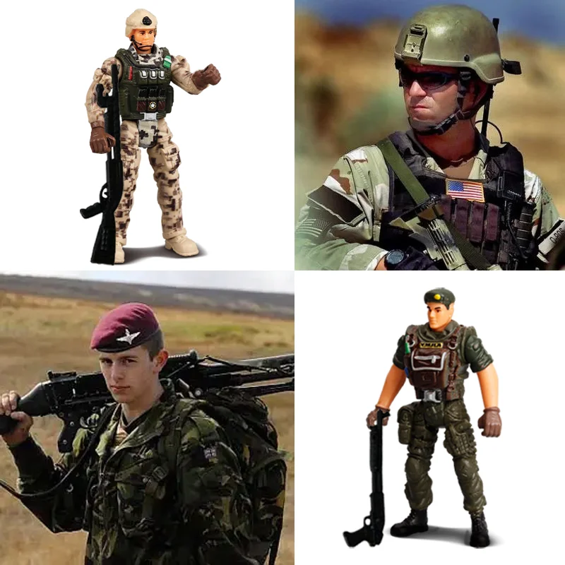 銃/軍のフィギュア,6個,発射体を備えたミリタリーフィギュアの