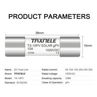 Fusibles solaires DC 1000V PV photovoltaïque 6A 10A 15A 20A 25A 30A 10*38MM haute tension pour système solaire Protection contre les courts-circuits gpV 3