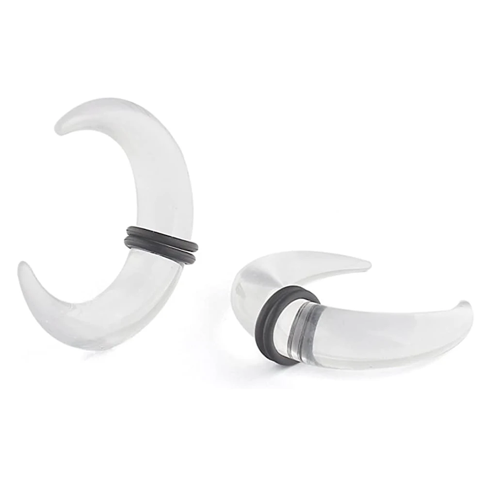 2-6pcs Acrylic C Shape Pincher Tapers Septum Buffalo Taper Expander Nose Ring Plugs Piercing Jewelry with Black O-Rings 4G-00G