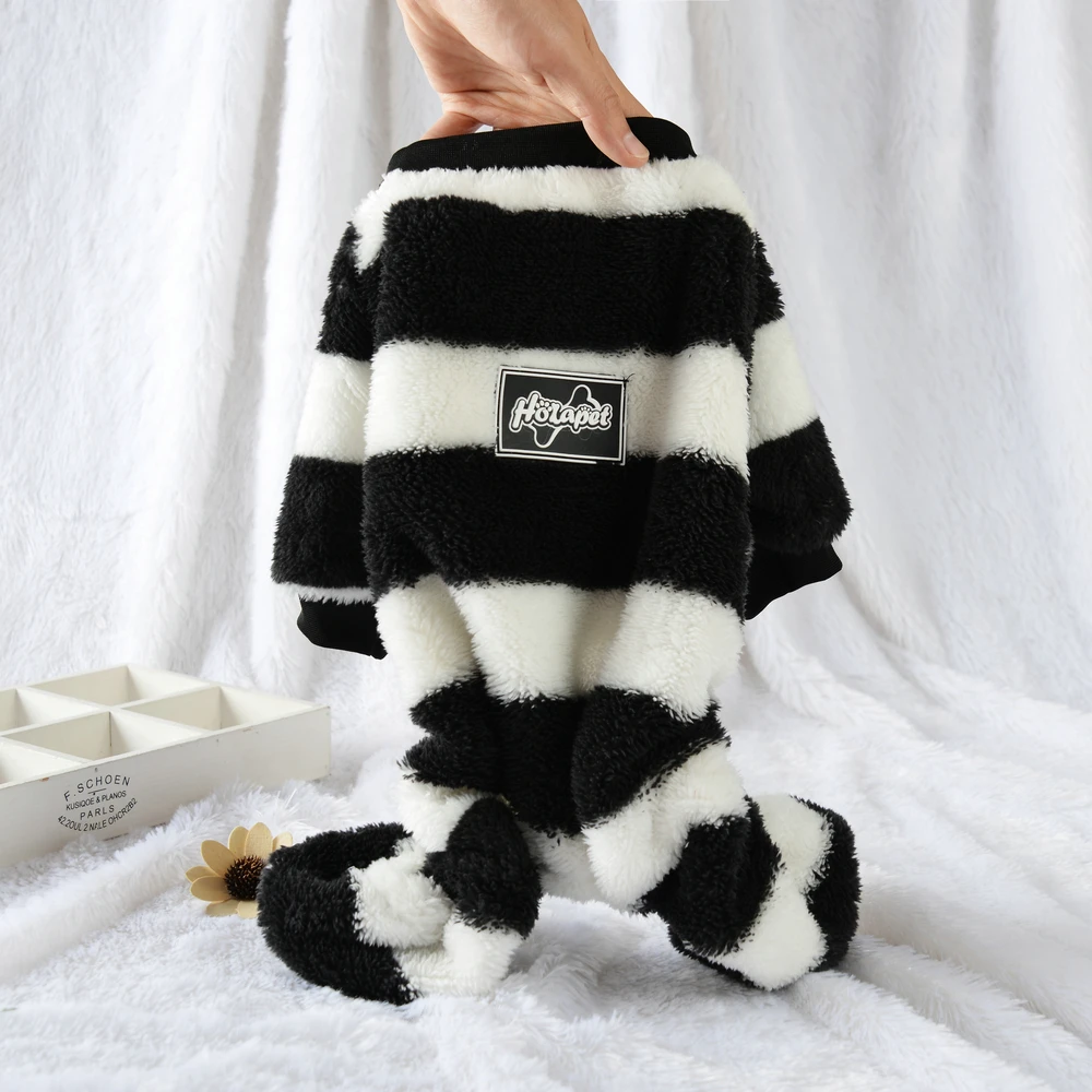 Soft Stripe Fleece Pet Dog Sweatshirts for Small Dogs Cat Winter Warm Clothes