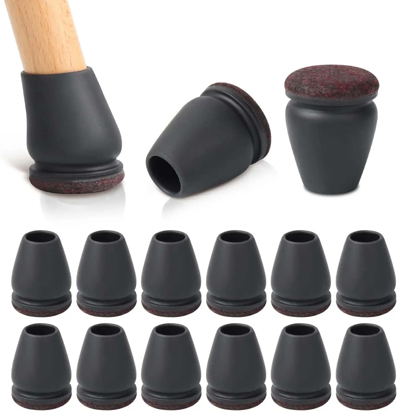 Furniture Leg Pads Chair Leg Caps Chair Leg Protector Rubber Furniture Feet Pads 16PCS Black Chair Leg Protectors