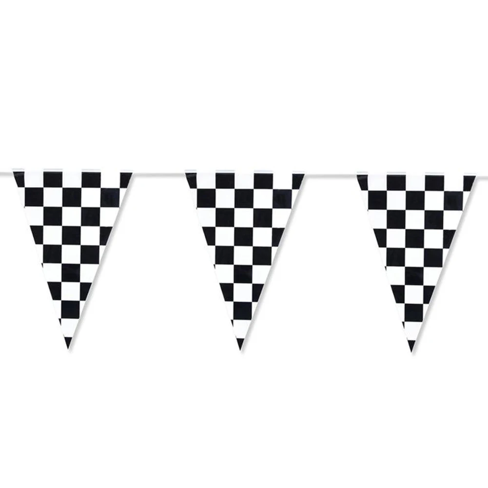 

30M Black White Checkered Racing Bunting Garland Banner Pennant Flag Birthday Party Baby Shower Decoration Kids Topper Bunting