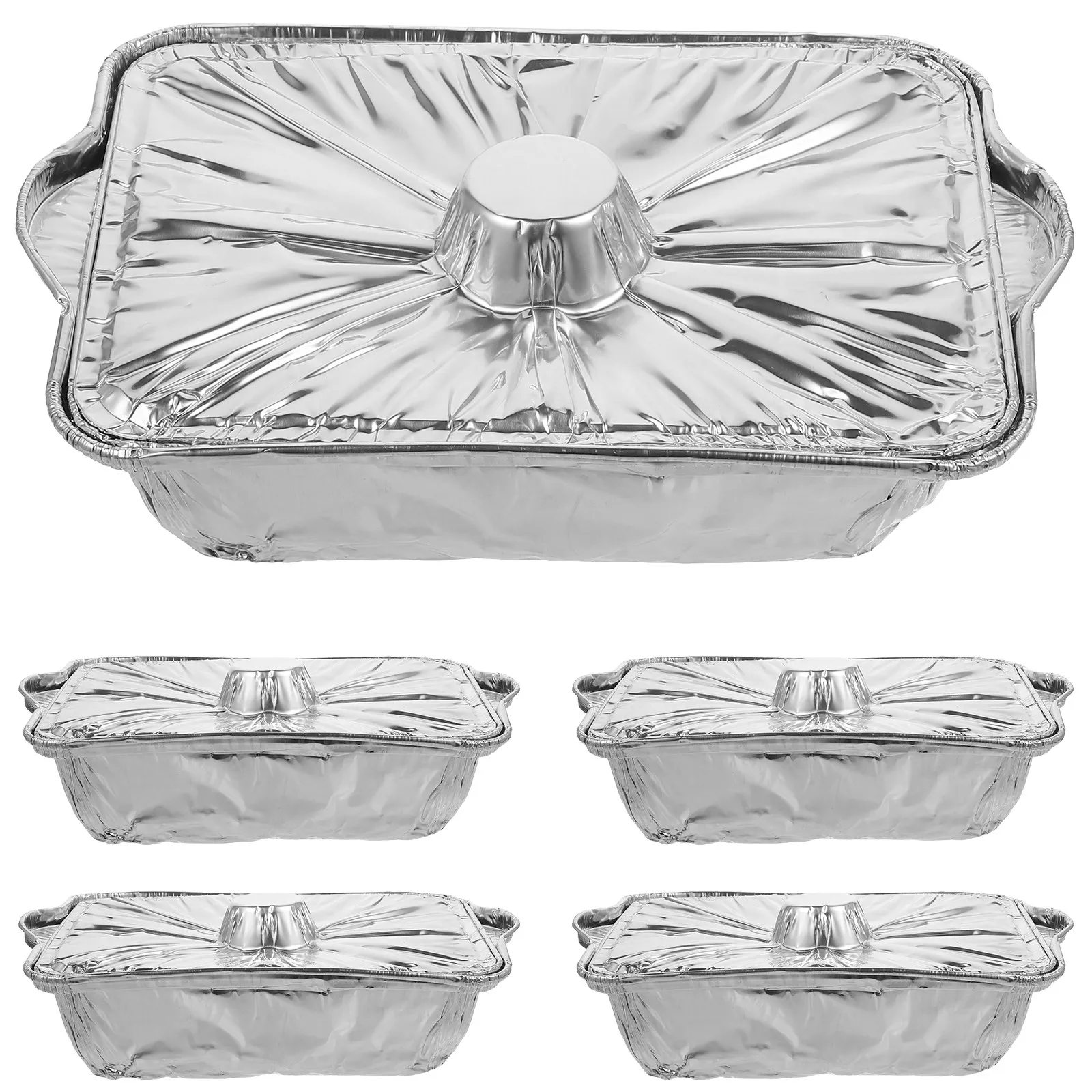 Functionas Cooking Containers 5Pcs Aluminum Foil Pot Covered Disposable Heat Resistant Cooking ...