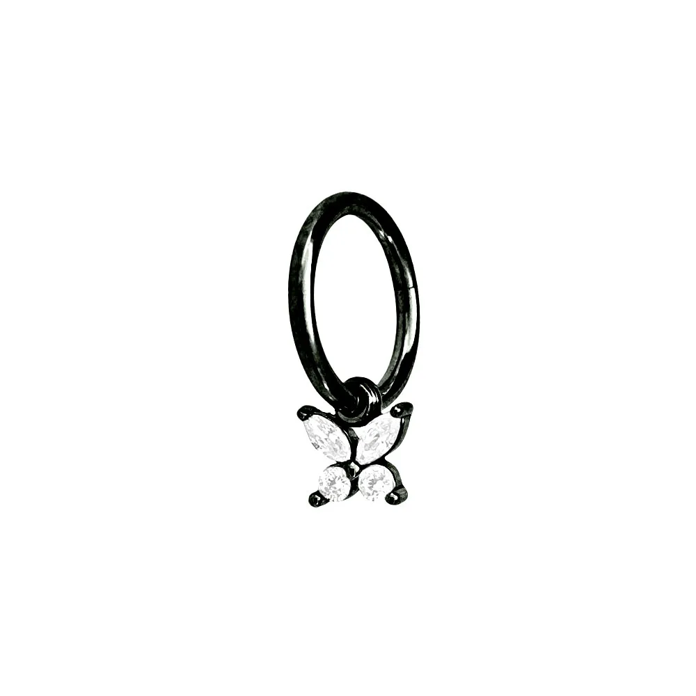 Butterfly Pendant Clicker Segment Rings Daith Conch Hoop Earrings CZ Drop Piercing Jewelry 316L Surgical Steel 16G 18G 20G