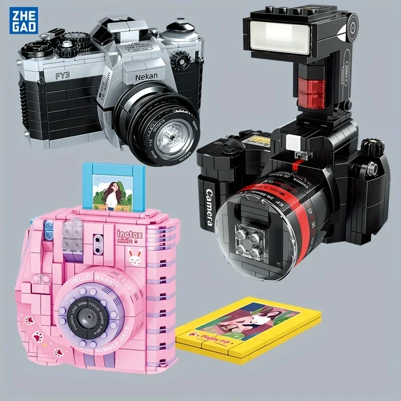 빌딩 블록 크리에이티브 시리즈, 시뮬레이션 레트로 SLR 폴라로이드 카메라, 마이크로 입자 조립 모델