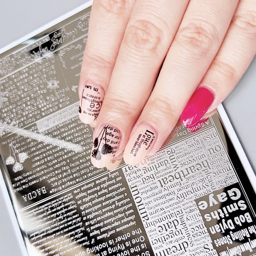 XMQ ネイルアートスタンピングプレート文字デザイン - AliExpress