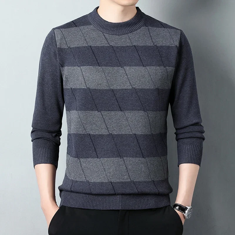 

Men's Clothing Autumn New Business Leisure Sweater Men's Printed Knitted Sweater Warm