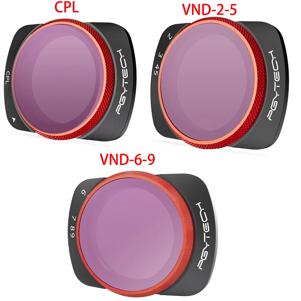 PGYTECH Magnetic CPL VND 2-5 6-9 Stops ND/PL Filter Kit For DJI Osmo Pocket 3 Camera-4-Pack Optical Glass Action Camera Filters