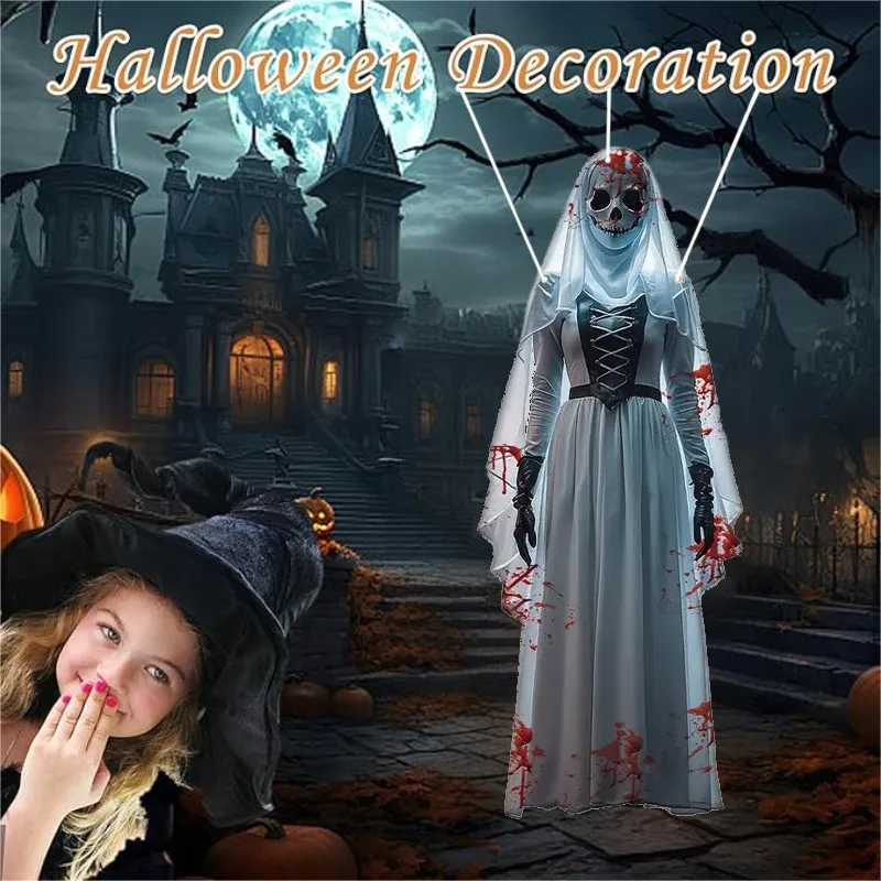 2D Halloween horror skull bride background cloth Halloween horror atmosphere haunted house indoor and outdoor decoration supplie 5