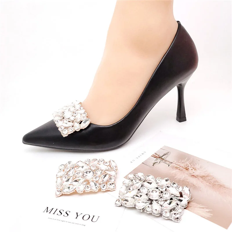 Upscale Decorative Shoe Clips Rhinestone Metal High Heels