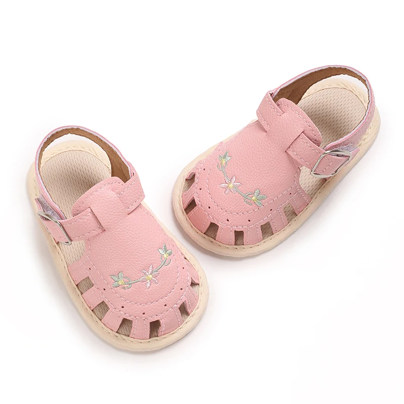 Infant Baby Girls Beach Sandals Flats and Soft Sole Non-slip Flower Princess Wedding Dress Walking Shoes for Newborn Baby