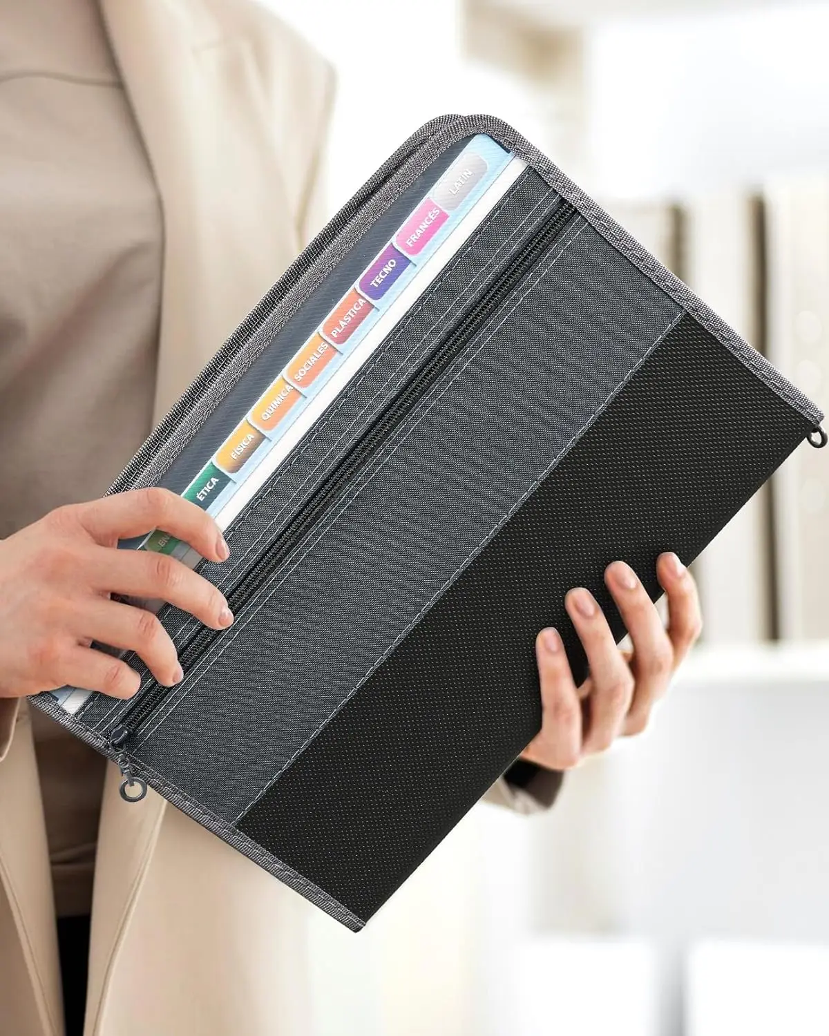 Kobest Expanding File Organizer 13 Pocket Accordion A4 Document Ziper Folder Bag File Folder File Bag