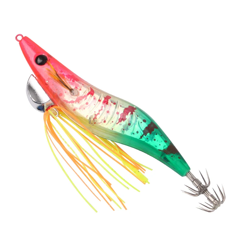 Kawa 1pc Wood Shrimps Squid Lures 21g 110mmFishing Squid Hook Eging Fishing Artificial Bait For Fishing Squid Octopus Culterfish