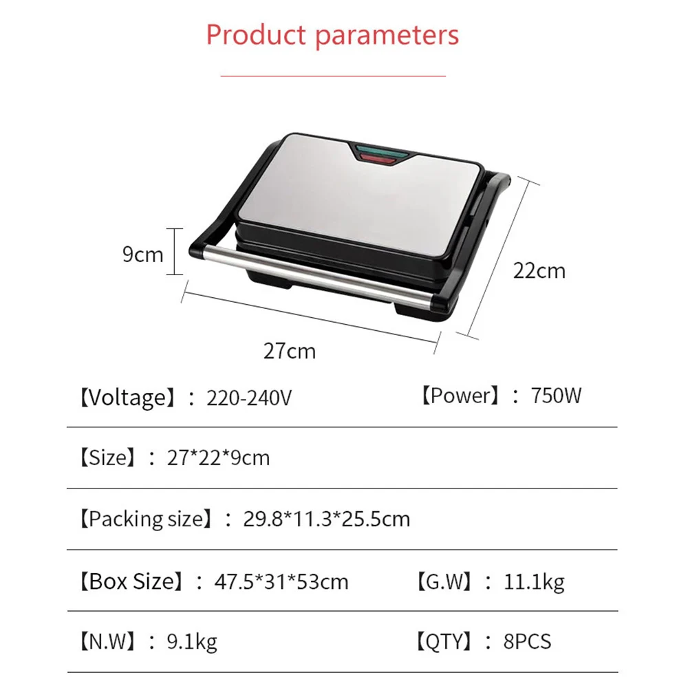 Electric Sandwich Maker Non Stick Surface Grill Toaster, Household Mini Steak Machine Hamburger Fried Egg Machine 4