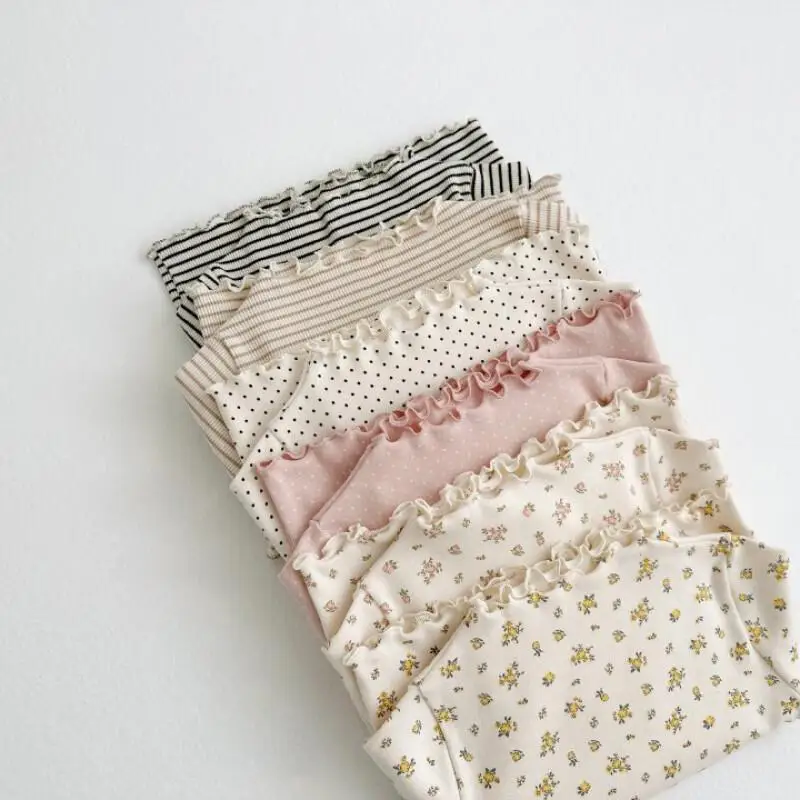 여아 베이스 레이어 긴팔 상의 봄 가을 하이넥 풀오버 편안한 한국 스타일 유행하는 4-8세 아동복