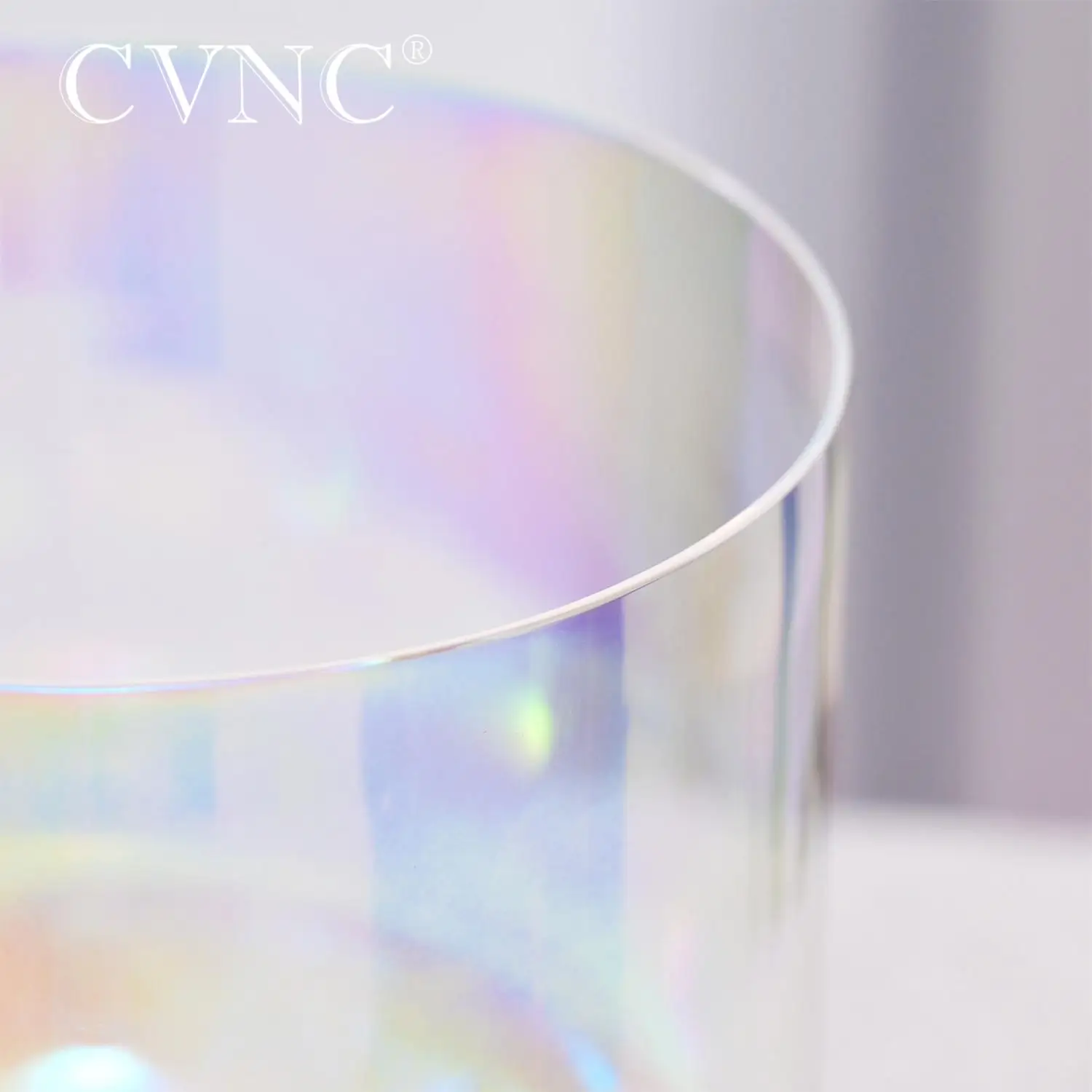CVNC Cosmic Light Chakra Clear Quartz Crystal Singing Bowl for Anxiety Hypertension Stress Sound Healing, 7 Inch, 432Hz