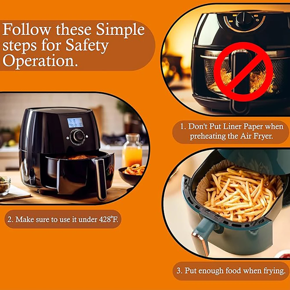 Non-stick Airfryer Disposable Paper Liner for 6-10Qt Cooking Steamer Basket 9Inch Air Fryer Special Baking Paper,air fryer paper,disposable air fryer liners,air fryer accessories