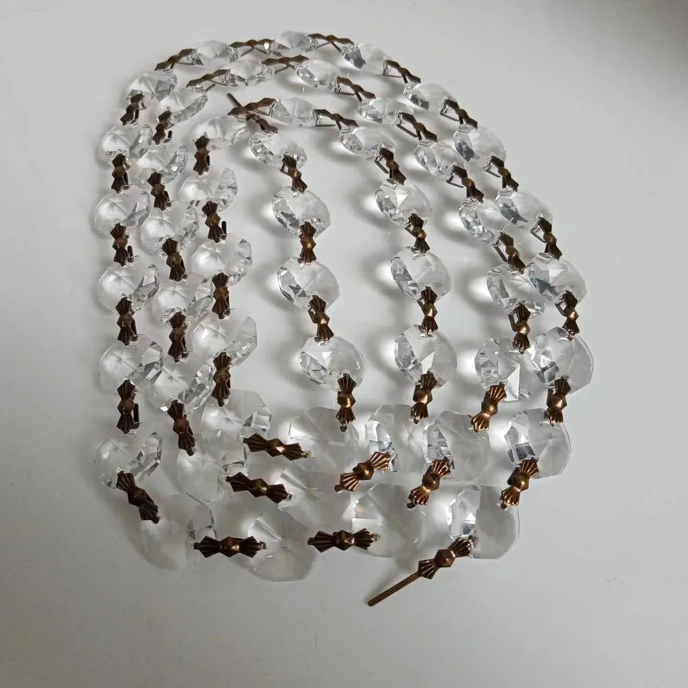 100cm/3.3ft Garland 14mm Clear Crystal Octagonal Bead Chain Chandelier Lamp Part Curtain Ornament Home DIY crystal beads garlands crystal beads