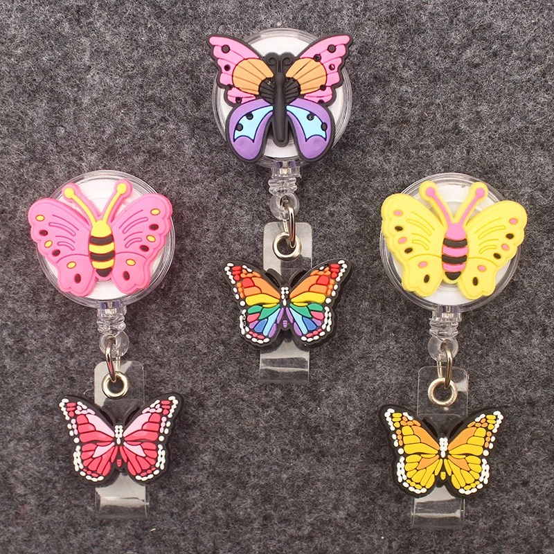 

The New Creative Butterfly Style Retractable Card Holder Badge Reel Nurse Exhibition Enfermera Girl And Boy Name Card