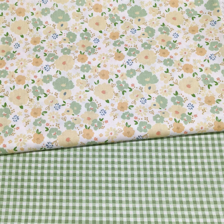 160x50cm 꽃무늬 보라색 녹색 면 능직 침구 드레스 원단