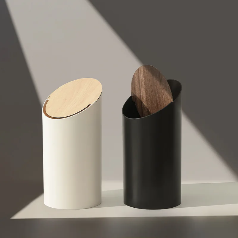 나무 뚜껑 쓰레기통 9L 화장실 쓰레기통 가정용 재활용 쓰레기통 북유럽 홈 장식 욕실 사무실 쓰레기통