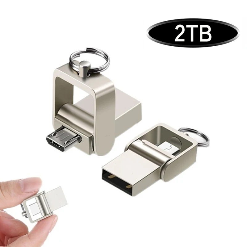 

3 in 1 usb flash drive 2TB pen drive pendrive флешка 2TB metal u disk memoria cel usb stick gift for phone /PC/Car/TV free logo