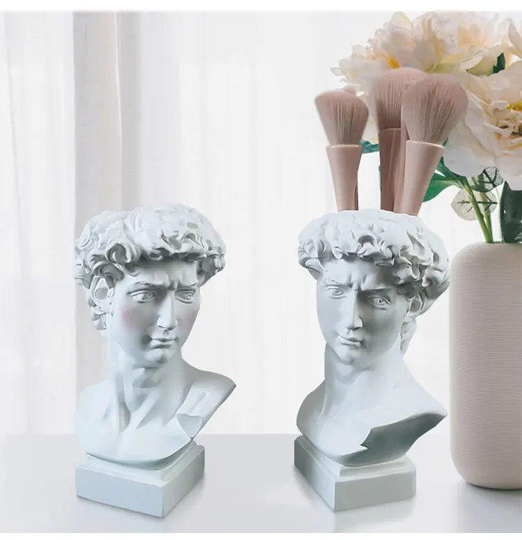 Resin David Vase Face Head Interior Decorative Flowerpot Modern Jars for Decoration Flower Arrangements Desktop Art Sculpture