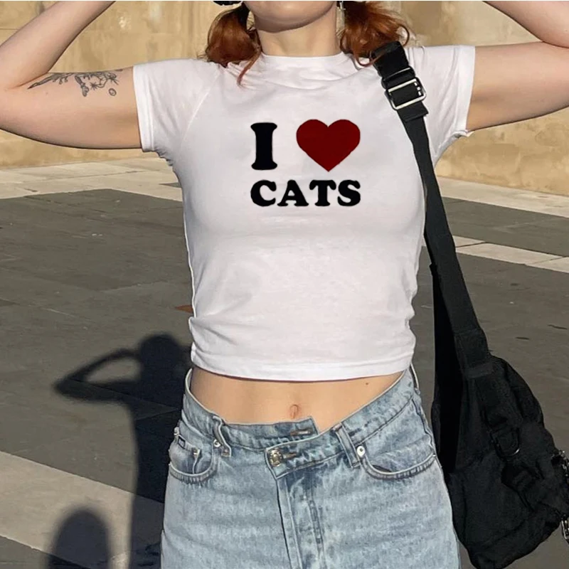 New printed T-shirt, fashionable casual short sleeved top, Y2K summer sexy electronic girl T-shirt, women's clothing