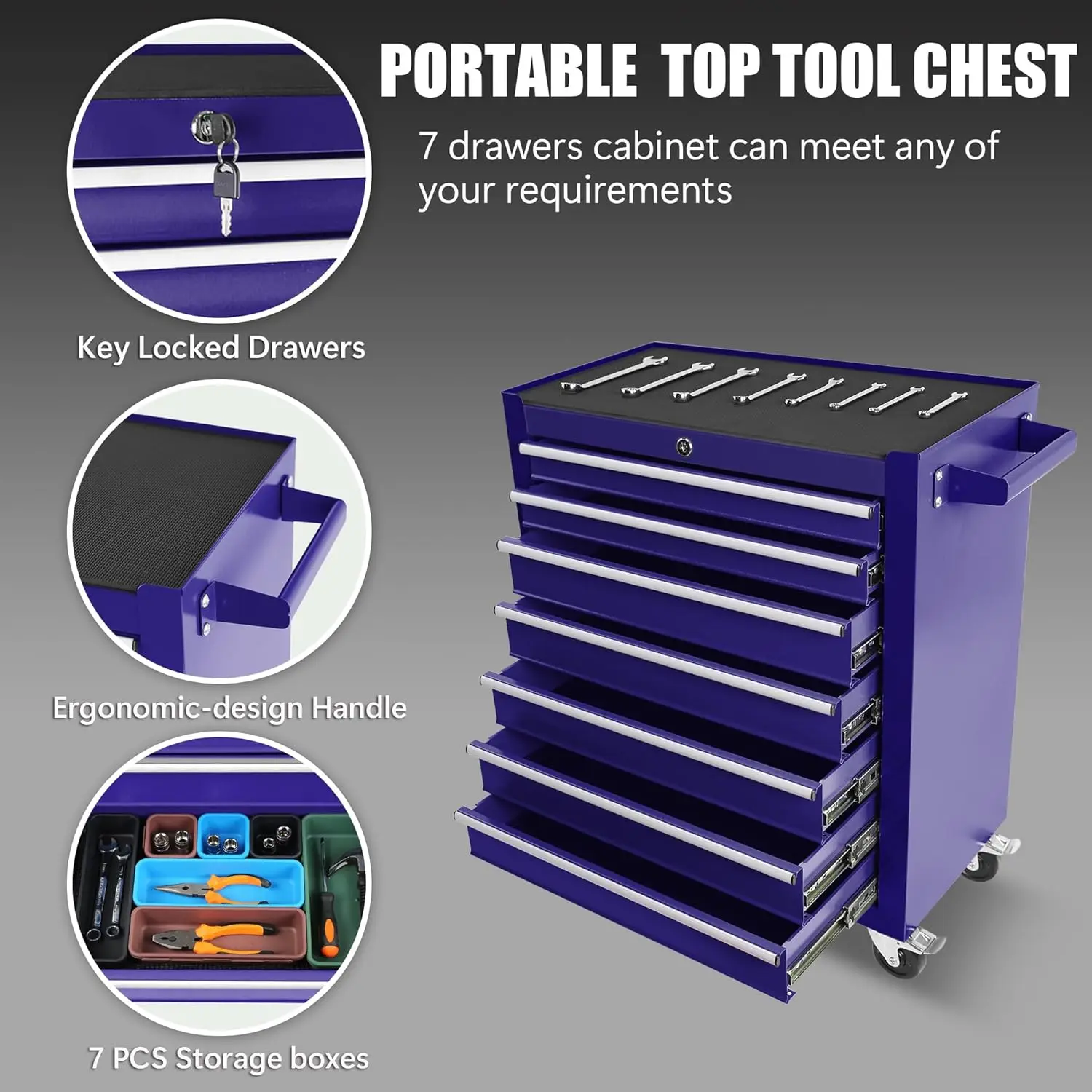 Metal Rolling Tool Box With 5 Layer Drawer Tool Box With Wheels Cart Mechanic Tool Storage Cabinet For Garage Workshop Warehouse 3
