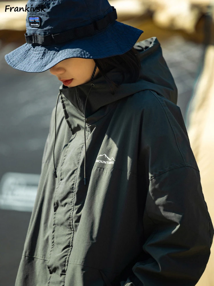

Куртка Mountaineering Женская мешковатая ветрозащитная теходежда в японском стиле сафари простая Удобная верхняя одежда с капюшоном шикарная парная одежда для отдыха