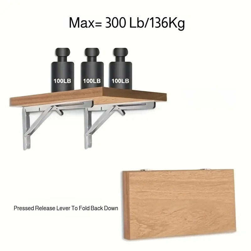 Adjustable Triangle Folding Angle Bracket 8inch Heavy Duty Support Wall Mounted for Bench Table Shelf Furniture Hardware