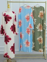 Femmes arabe Eid musulman dubaï Abaya Robe de luxe mode fleur imprimé Robe longue caftan Robe Femme africain Islam vêtements Kebaya 5