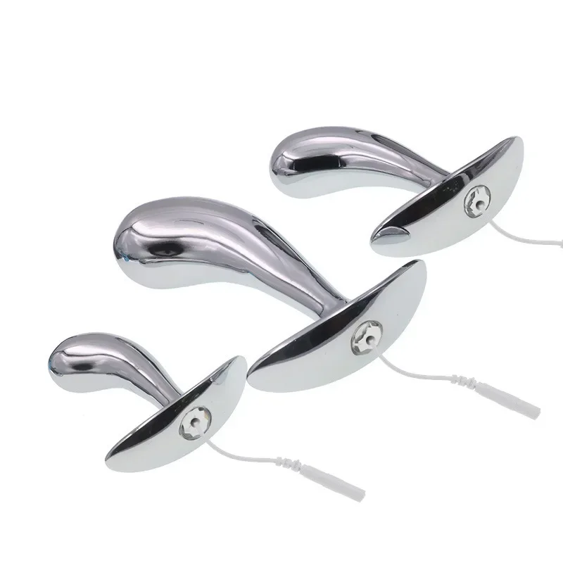 Electric Shock Anus Expander Vaginal Massager Metal Pulse Anal Butt Plugs Electrical Stimulator Sex Toys For Couple electro sex toys,electric sex toys